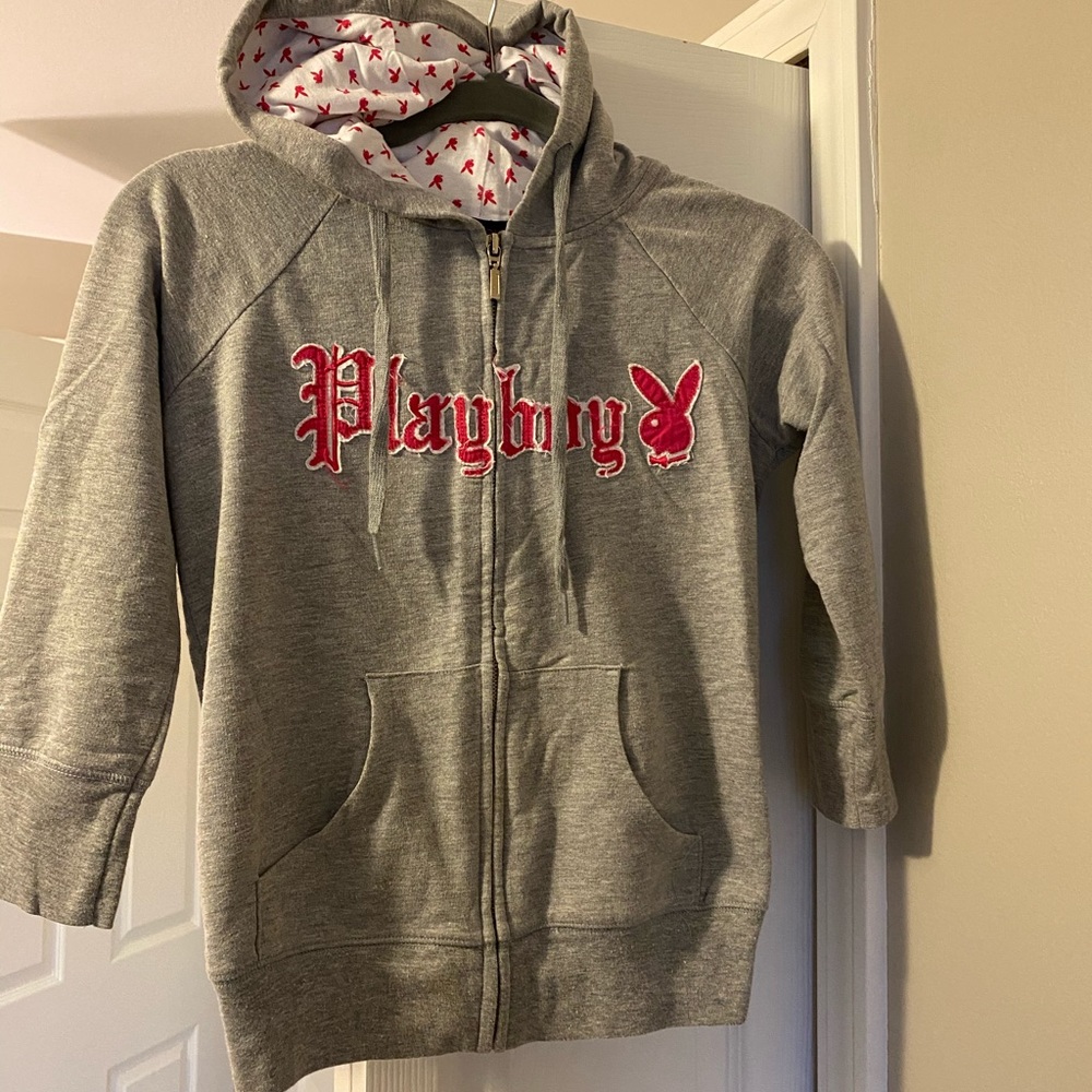 3/4 sleeve playboy full zip jacket. Lightweight.